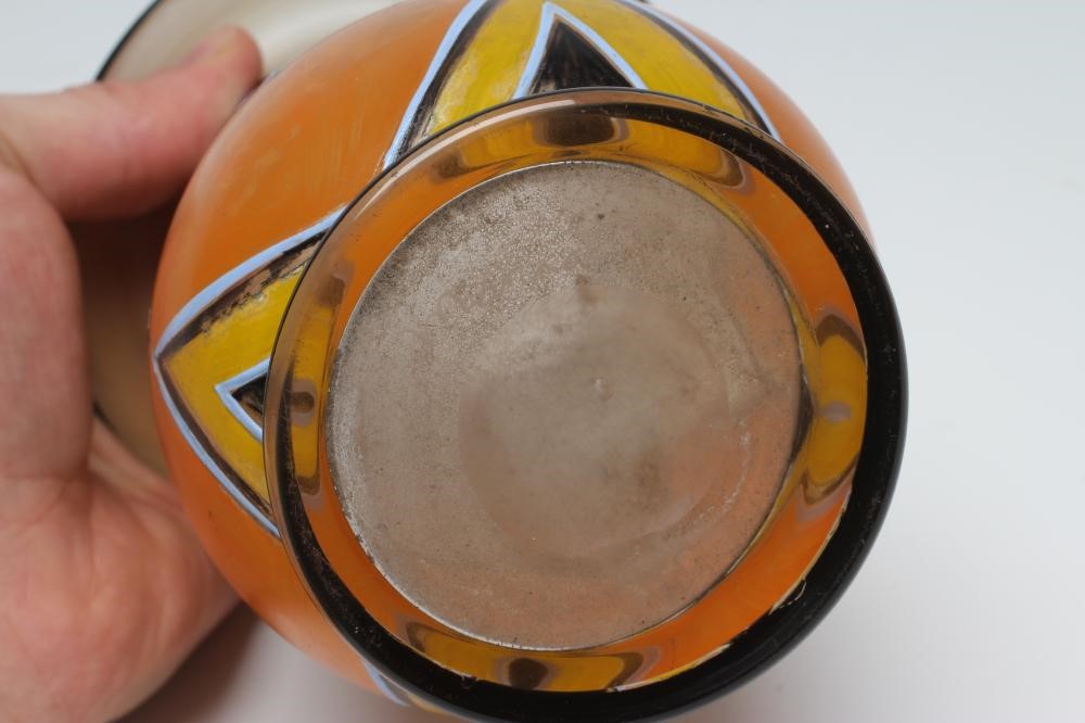 A MAURICE MARINOT ART DECO GLASS VASE of baluster form with everted rim Image