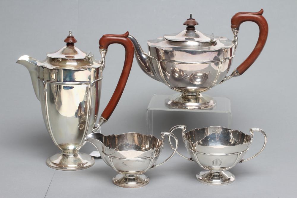 A FOUR PIECE SILVER TEA AND COFFEE SERVICE Image