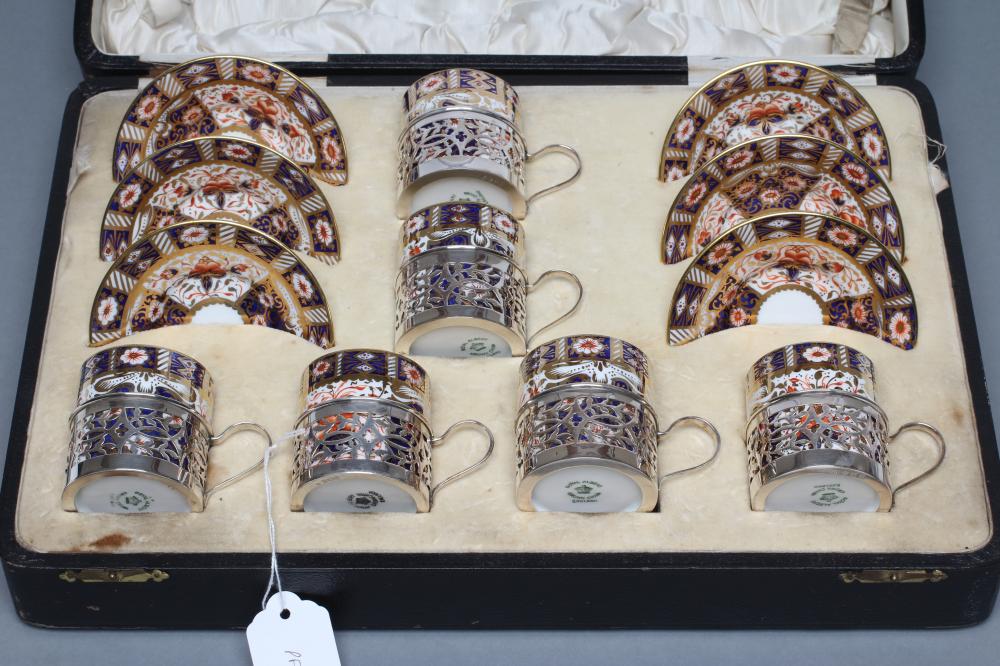 A ROYAL ALBERT CROWN CHINA IMARI PATTERN COFFEE SET Image