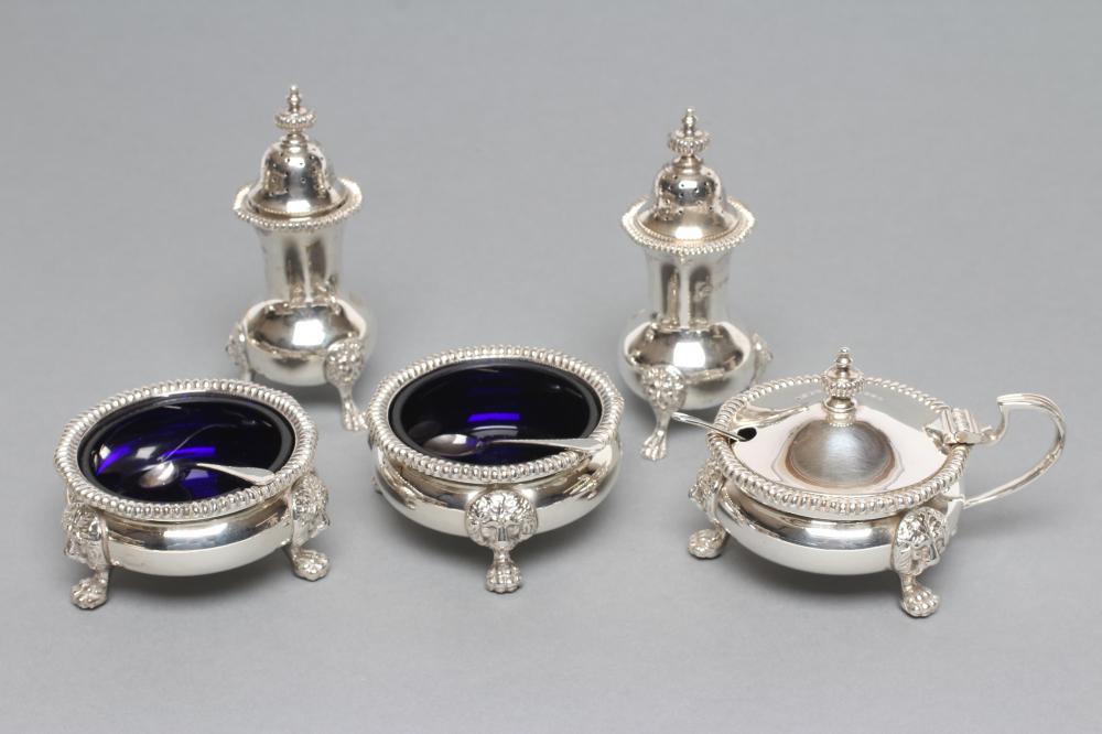 A FIVE PIECE SILVER GEORGIAN STYLE CRUET Image