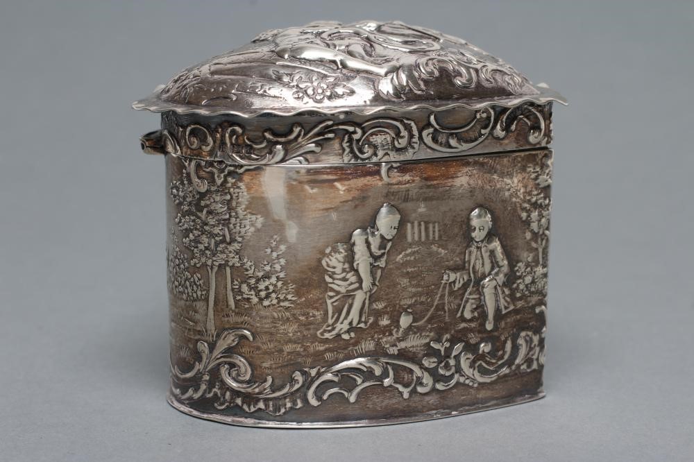 A LATE VICTORIAN DUTCH SILVER HEART SHAPED DRESSING TABLE BOX Image