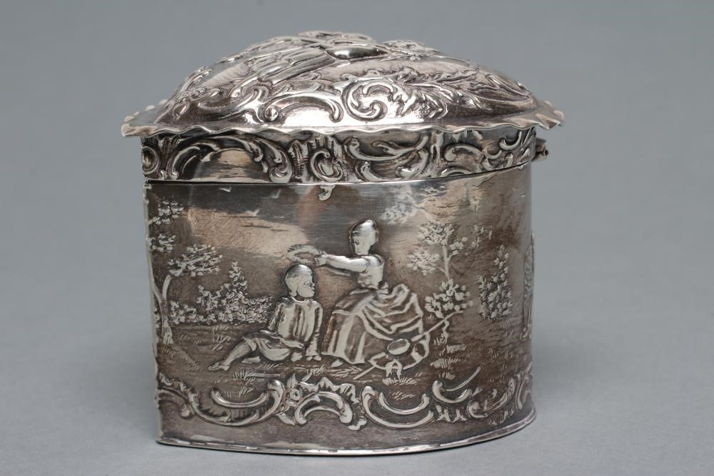 A LATE VICTORIAN DUTCH SILVER HEART SHAPED DRESSING TABLE BOX Image