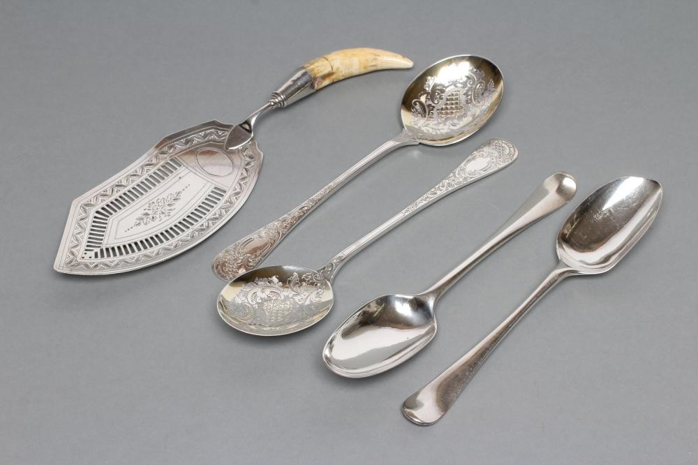 A PAIR OF LATE VICTORIAN SILVER SERVING SPOONS Image