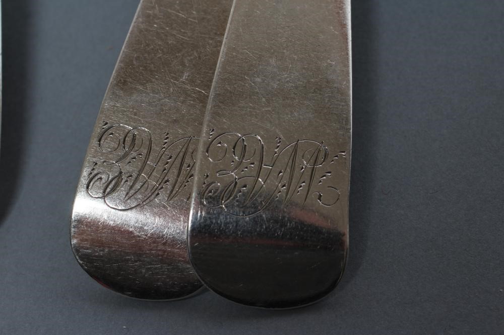 A PAIR OF GEORGE III SILVER OLD ENGLISH PATTERN TABLESPOONS Image