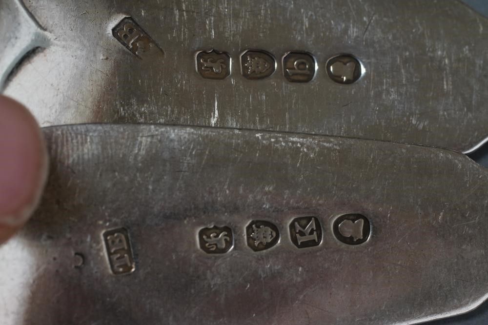 A PAIR OF GEORGE III SILVER OLD ENGLISH PATTERN TABLESPOONS Image