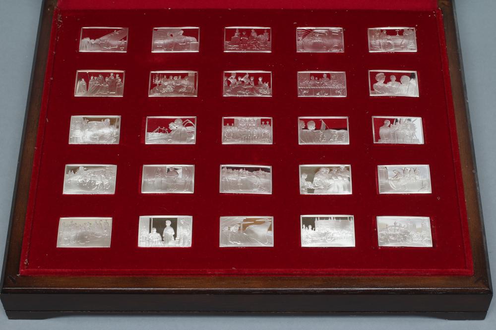 A SET OF TWENTY FIVE SILVER "STAMPS" celebrating 25 years of the reign of Queen Elizabeth II Image