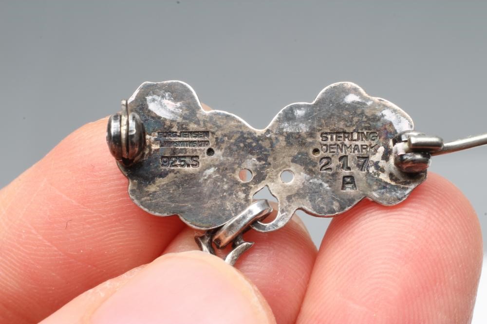 A GEORG JENSEN STERLING SILVER "MOONLIGHT" GRAPES BROOCH Image