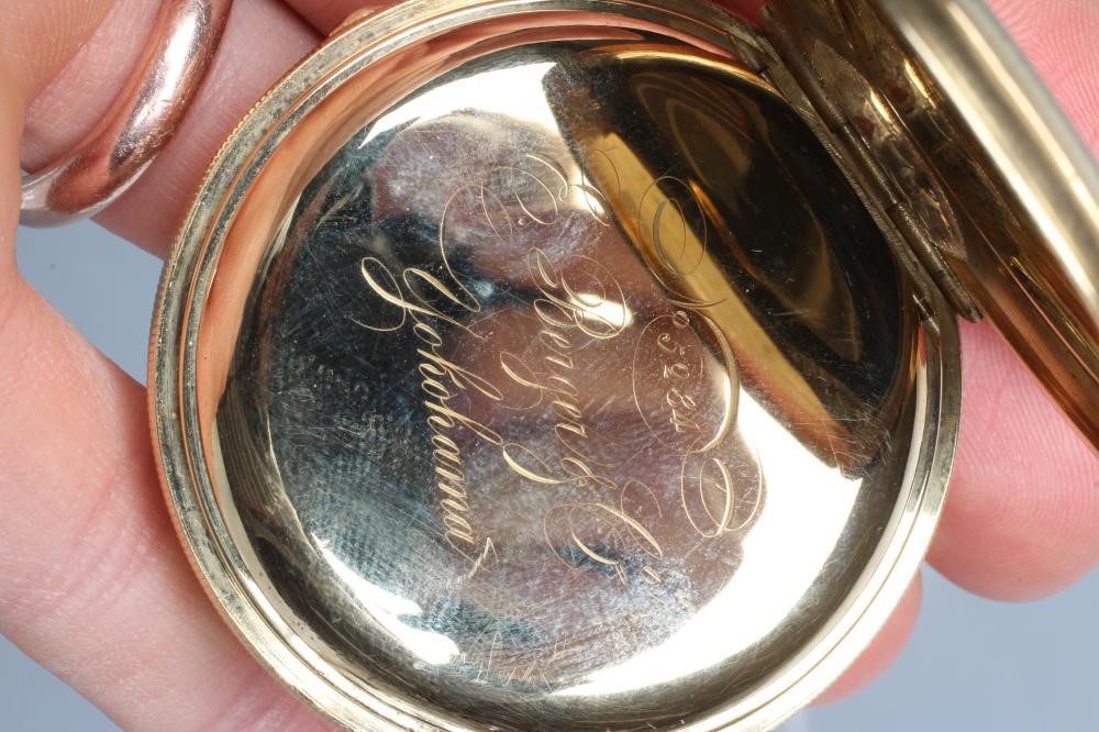 AN 18K GOLD TOP WIND HUNTER POCKET WATCH Image