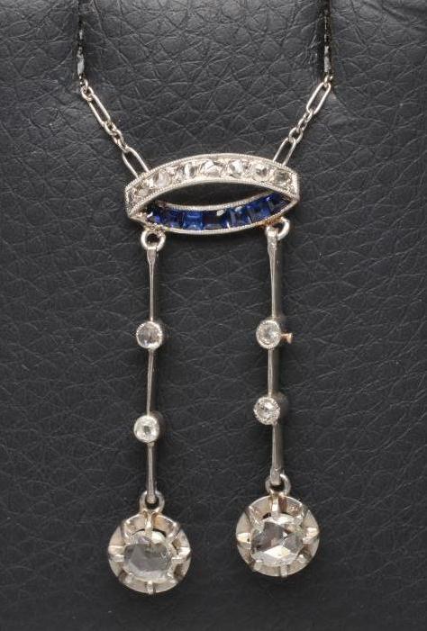 AN ART DECO DIAMOND AND SAPPHIRE NECKLACE Image
