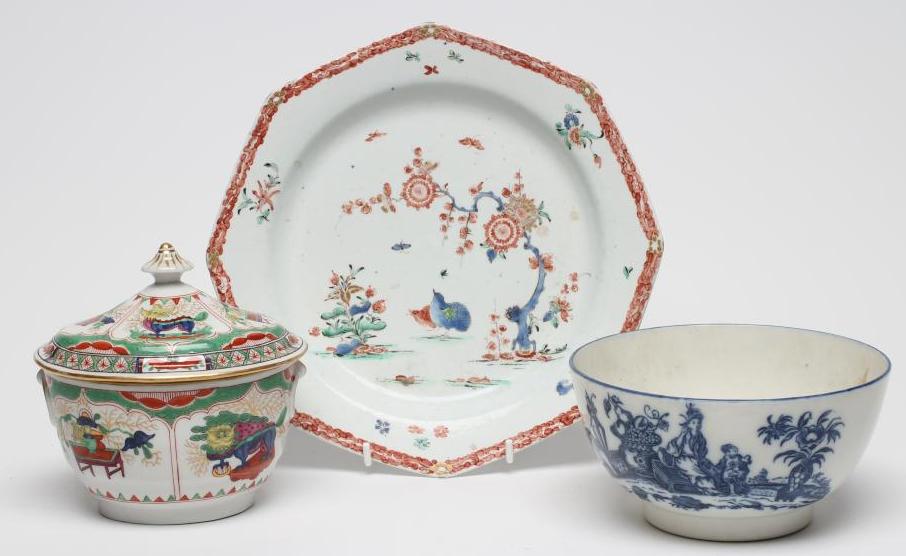 A BOW PORCELAIN QUAIL PATTERN OCTAGONAL PLATE Image