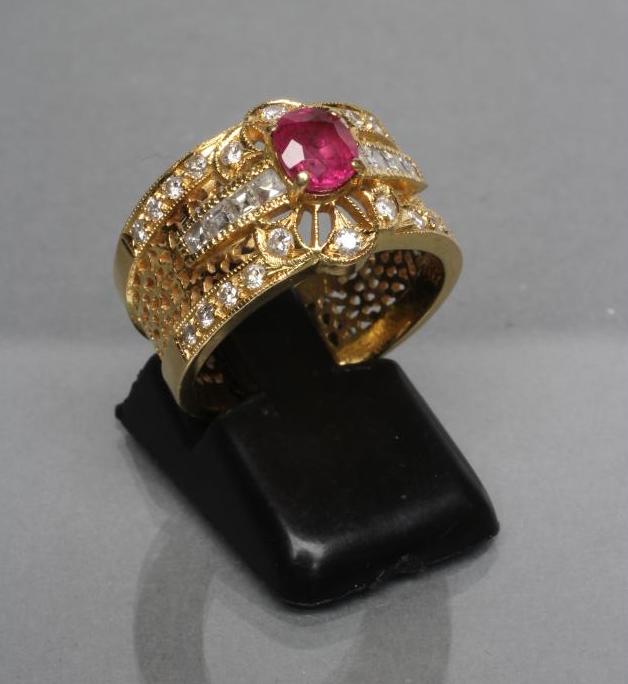 A RUBY AND DIAMOND COCKTAIL RING Image
