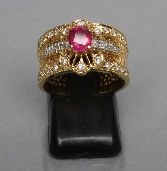 A RUBY AND DIAMOND COCKTAIL RING Image