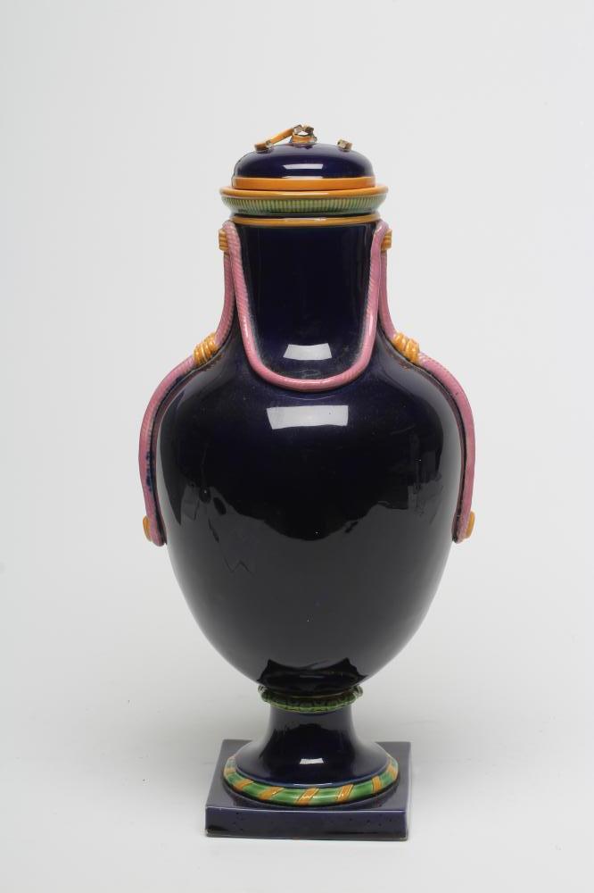 A VICTORIAN MINTON MAJOLICA URN AND COVER Image