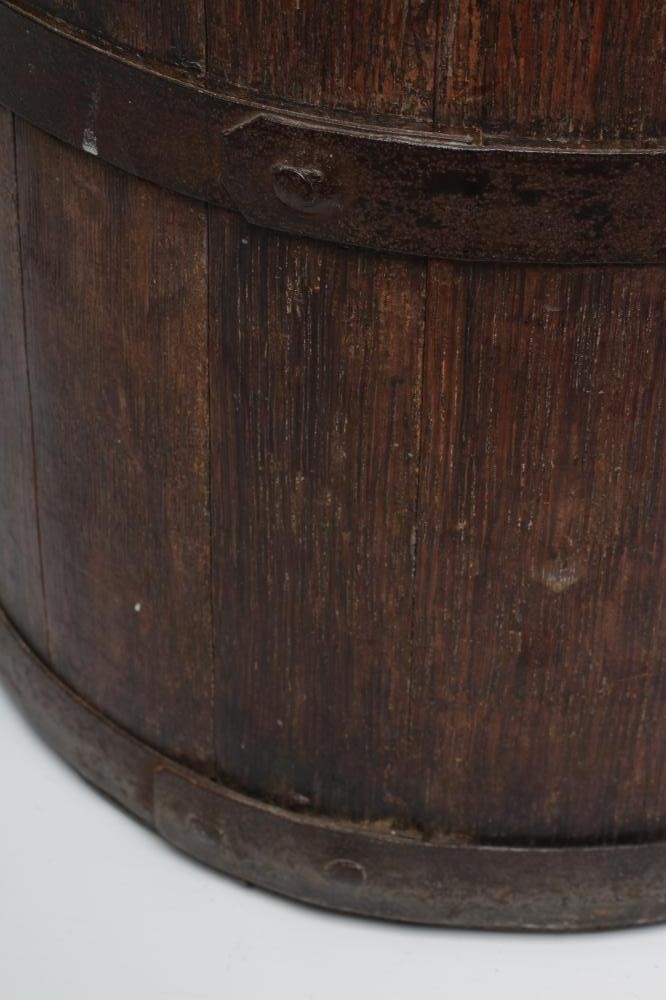 A COOPERED OAK AND IRON BANDED STICK STAND Image