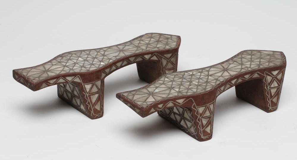 A PAIR OF TURKISH OTTOMAN HARD WOOD HAMAM SHOES/CLOGS Image