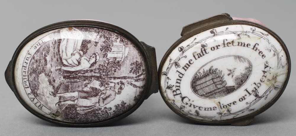 A GEORGIAN ENAMEL ON COPPER OVAL PATCH BOX Image