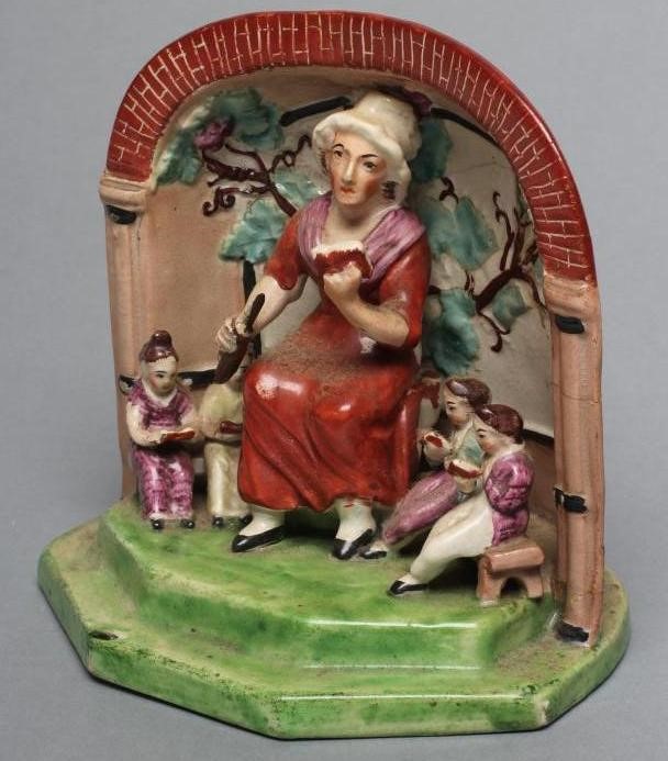 A RARE STAFFORDSHIRE POTTERY DAME SCHOOL ARBOUR GROUP Image