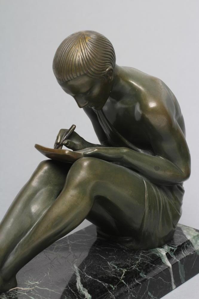 BY AND AFTER PIERRE LE FAGUAYS (1892-1962) - a pair of art deco bronze figural bookends cast as a Image