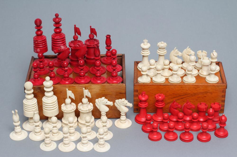 TWO  BONE CHESS SETS Image