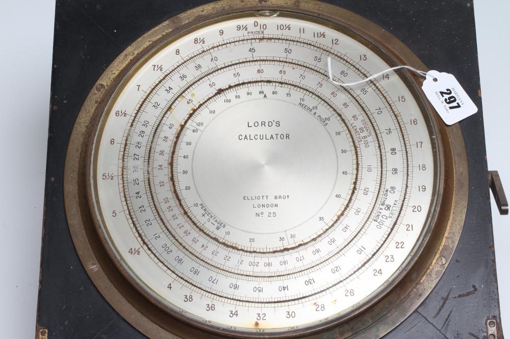 A LORDS CALCULATOR marked Elliott Bros. Image