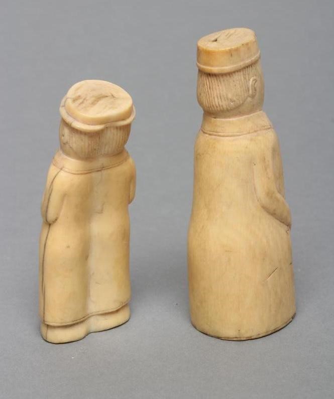 TWO CARVED IVORY FIGURES Image