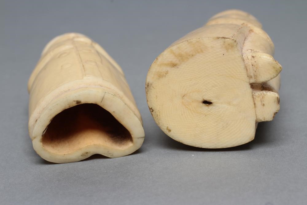 TWO CARVED IVORY FIGURES Image