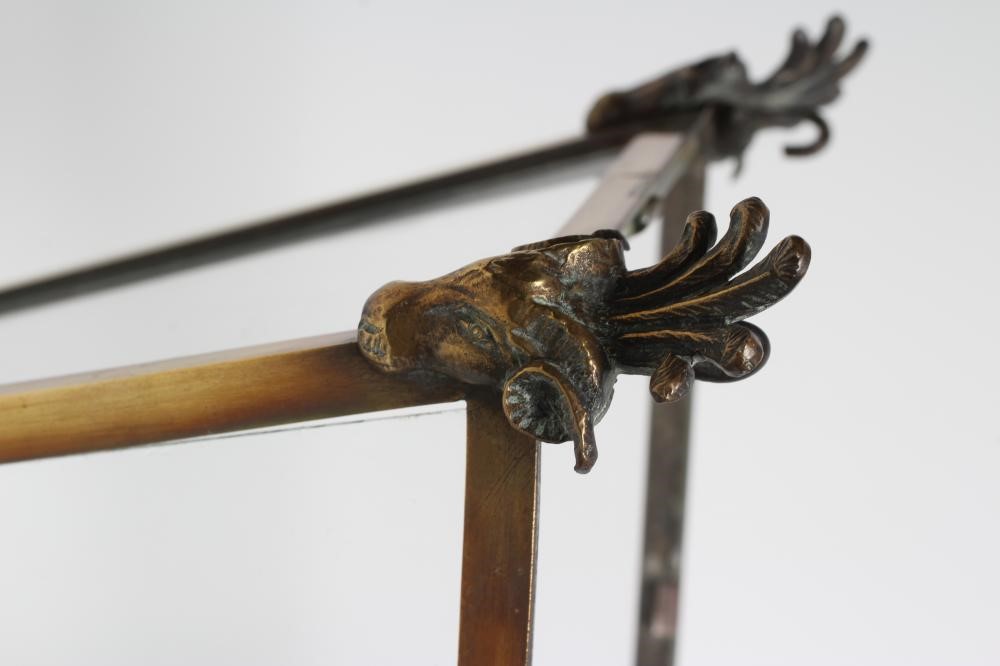 A BRASS AND GLASS LANTERN LIGHT Image