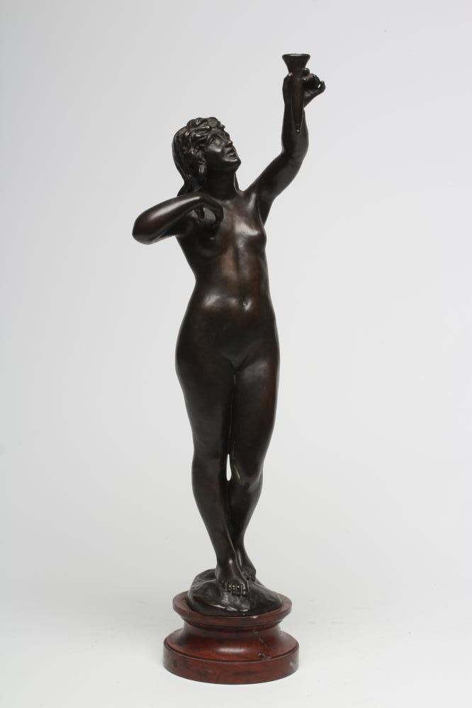 A BRONZE FIGURAL TABLE LAMP Image