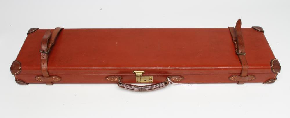 A BRADY LEATHER SHOTGUN CASE with fitted baize interior Image