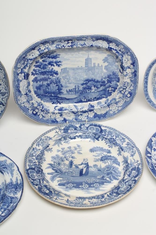 A COLLECTION OF BLUE AND WHITE PRINTED POTTERY comprising a Spode "Rome" pattern oblong dish Image
