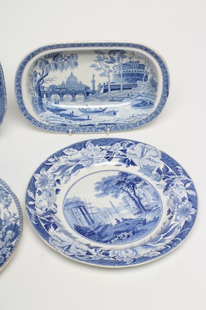 A COLLECTION OF BLUE AND WHITE PRINTED POTTERY comprising a Spode "Rome" pattern oblong dish Image