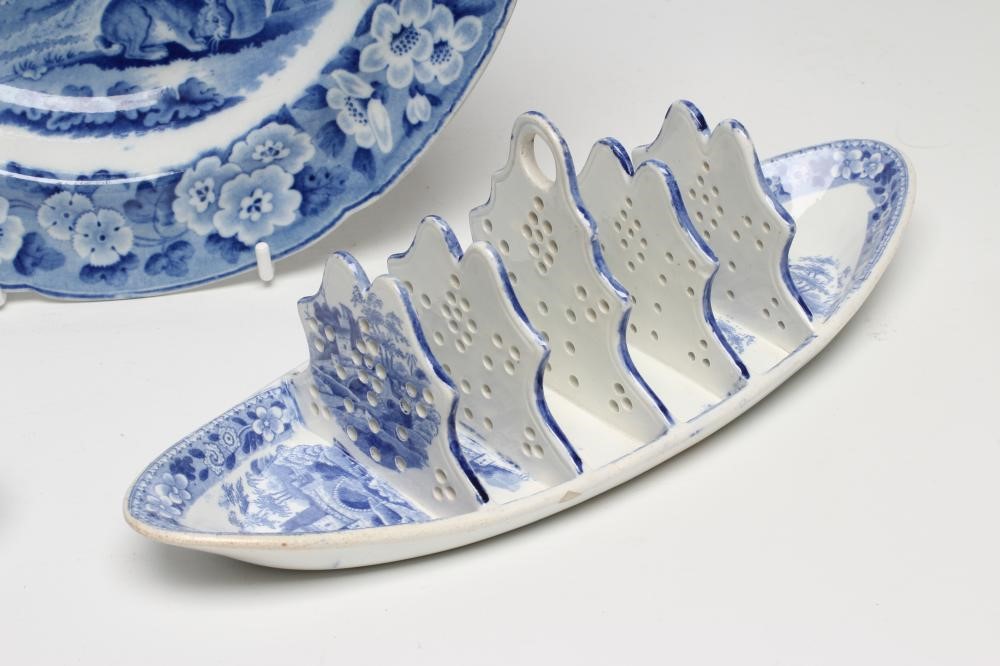 A SPODE BLUE AND WHITE PRINTED TOASTRACK Image