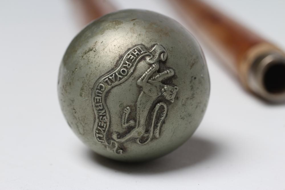 A ROYAL GUERNSEY LIGHT INFANTRY SWORD CANE with 14 3/8" square section blade Image