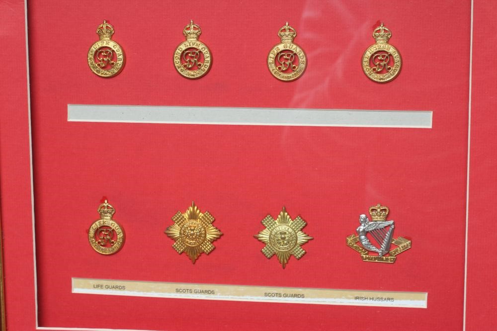 FIVE FRAMED DISPLAYS OF BRITISH MILITARY CAP BADGES Image