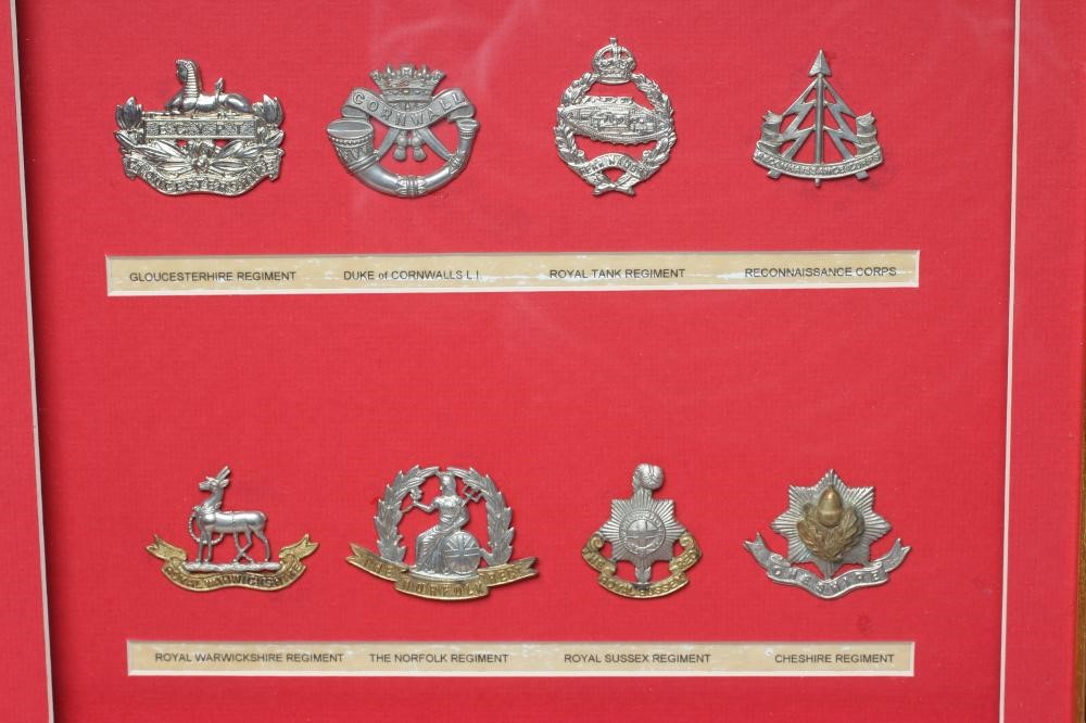 FIVE FRAMED DISPLAYS OF BRITISH MILITARY CAP BADGES Image