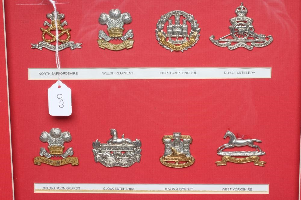 FIVE FRAMED DISPLAYS OF BRITISH MILITARY CAP BADGES Image