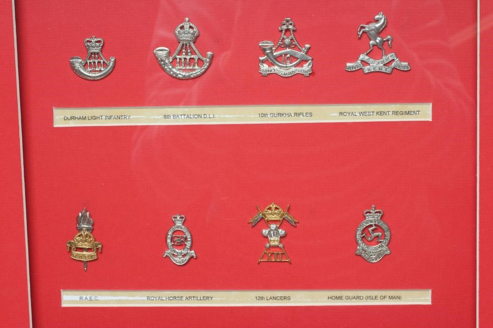 FIVE FRAMED DISPLAYS OF BRITISH MILITARY CAP BADGES Image