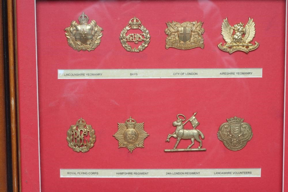 FIVE FRAMED DISPLAYS OF BRITISH MILITARY CAP BADGES Image