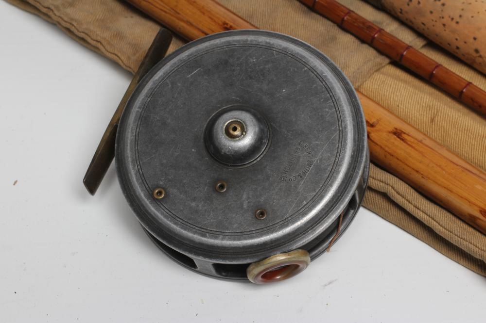 AN ALBERT SMITH & CO. REDDITCH 3 PIECE SPLIT CANE FISHING ROD with spare tip Image