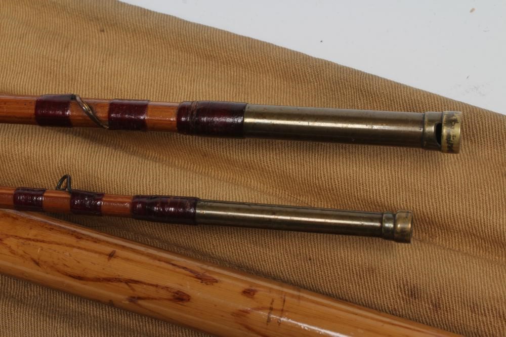 AN ALBERT SMITH & CO. REDDITCH 3 PIECE SPLIT CANE FISHING ROD with spare tip Image