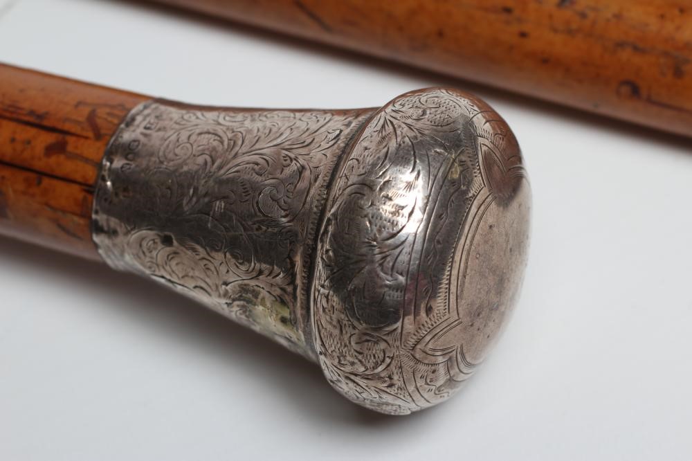 A VICTORIAN MALACCA SWORD CANE with 23" trefoil blade Image