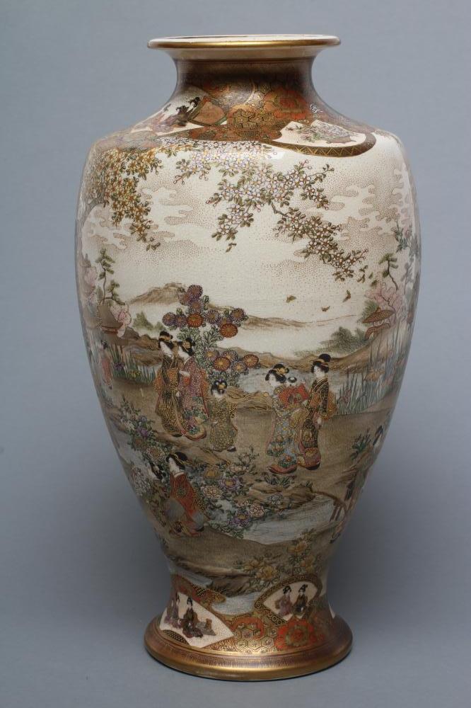 A SATSUMA EARTHENWARE VASE of ovoid form Image