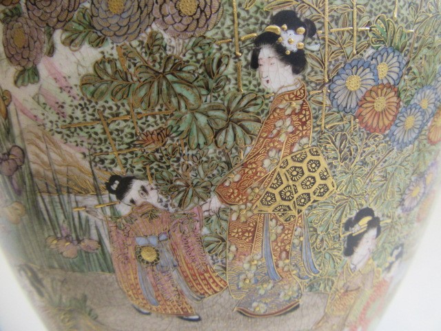 A SATSUMA EARTHENWARE VASE of ovoid form Image