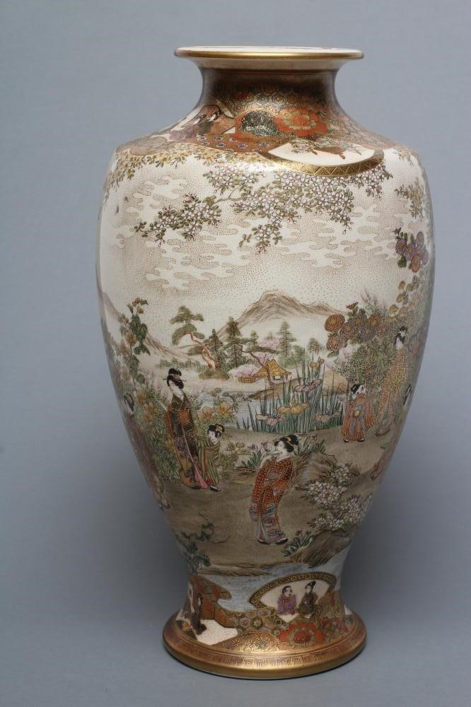 A SATSUMA EARTHENWARE VASE of ovoid form Image