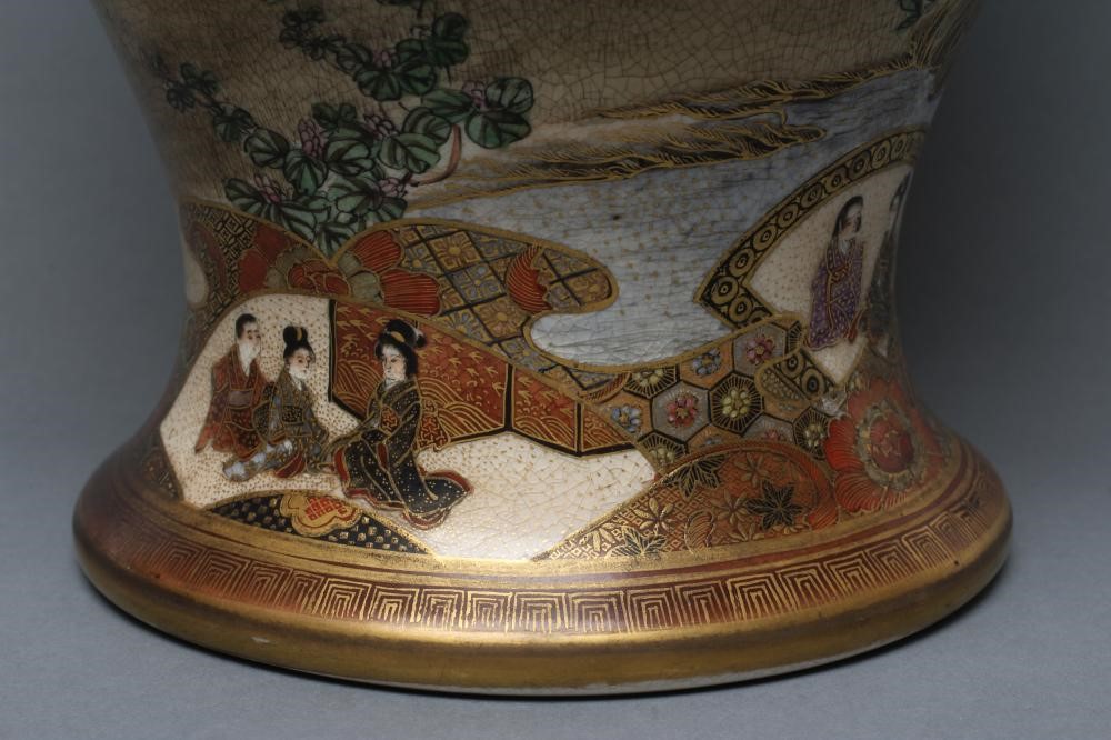 A SATSUMA EARTHENWARE VASE of ovoid form Image