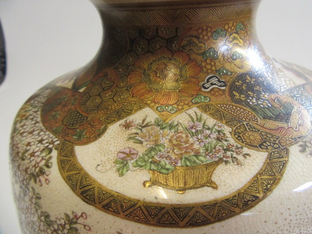 A SATSUMA EARTHENWARE VASE of ovoid form Image