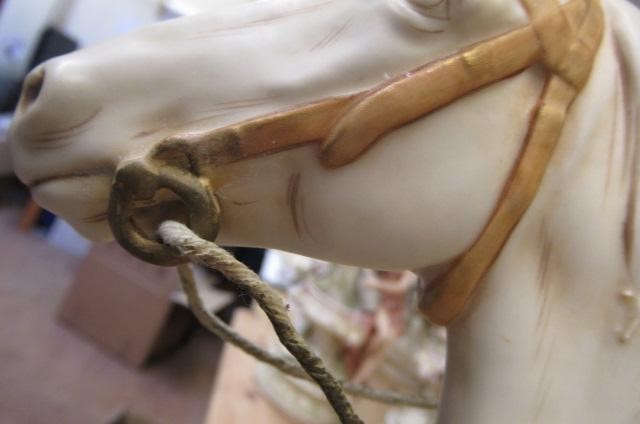 A PAIR OF ROYAL DUX EQUESTRIAN HAWKING FIGURES Image