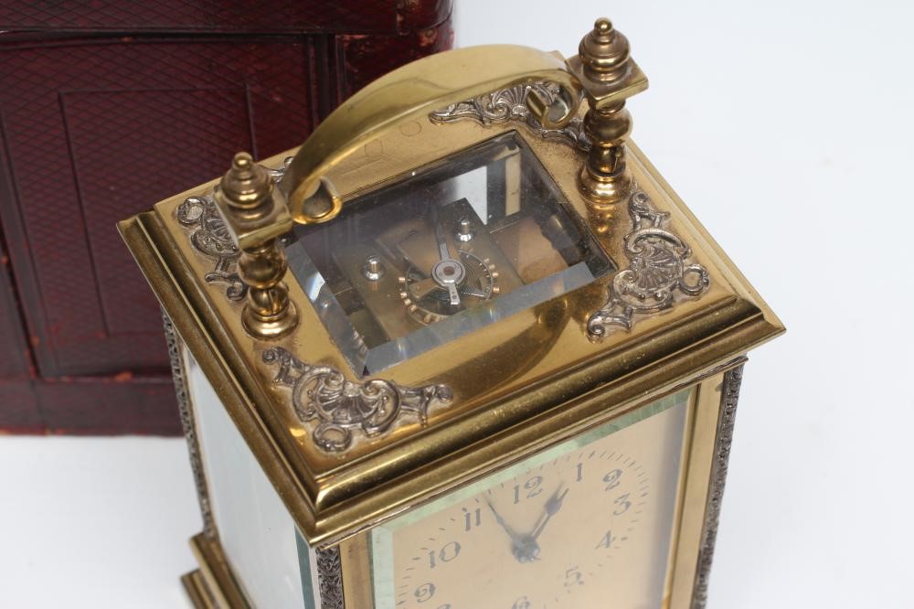 A LACQUERED BRASS CARRIAGE CLOCK Image