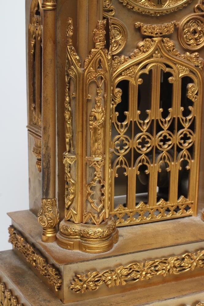 A FRENCH GILT METAL CATHEDRAL CLOCK Image