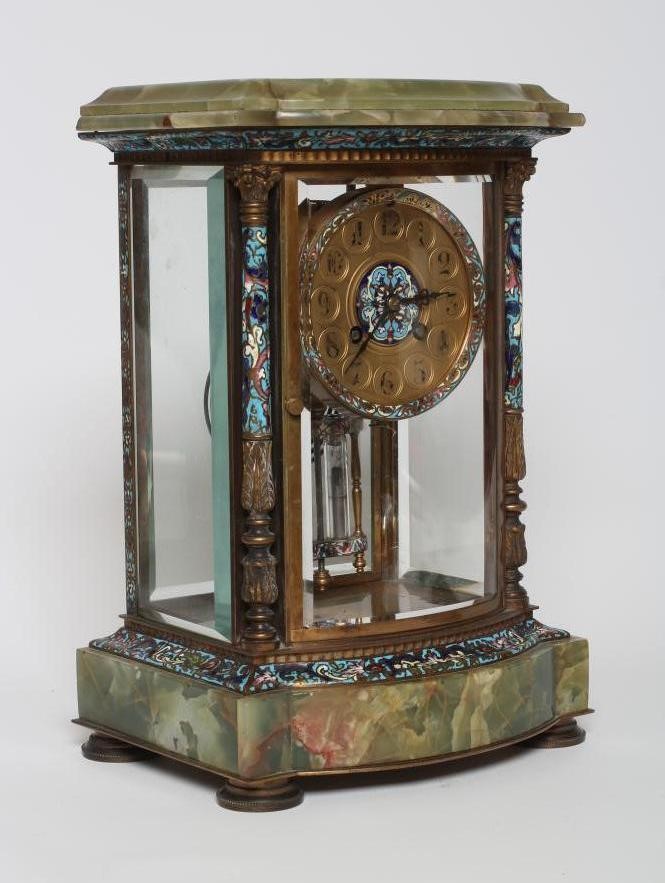 A FRENCH FOUR GLASS MANTEL CLOCK by Marli et Cie Image
